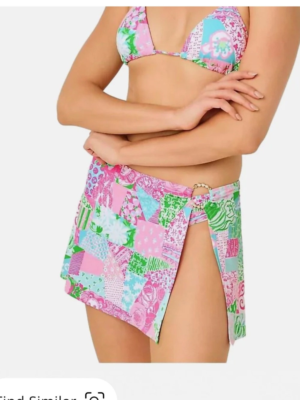 Lilly Pulitzer Pink Green Patchwork Tie-Side Skort